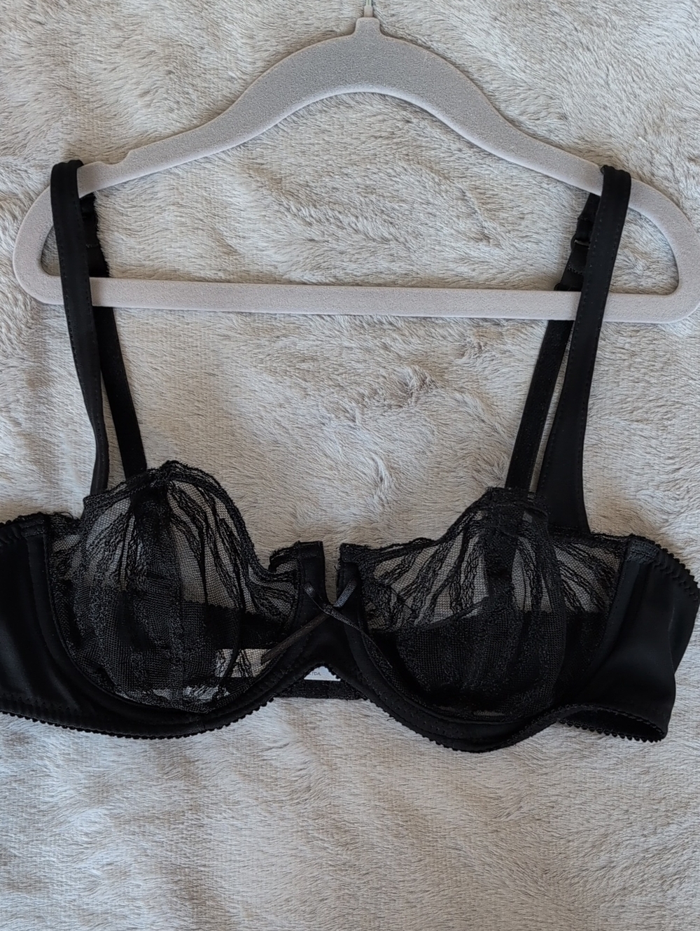 2/$50💜Black Sheer Lace Balconette Underwire Bra - Women Intimates